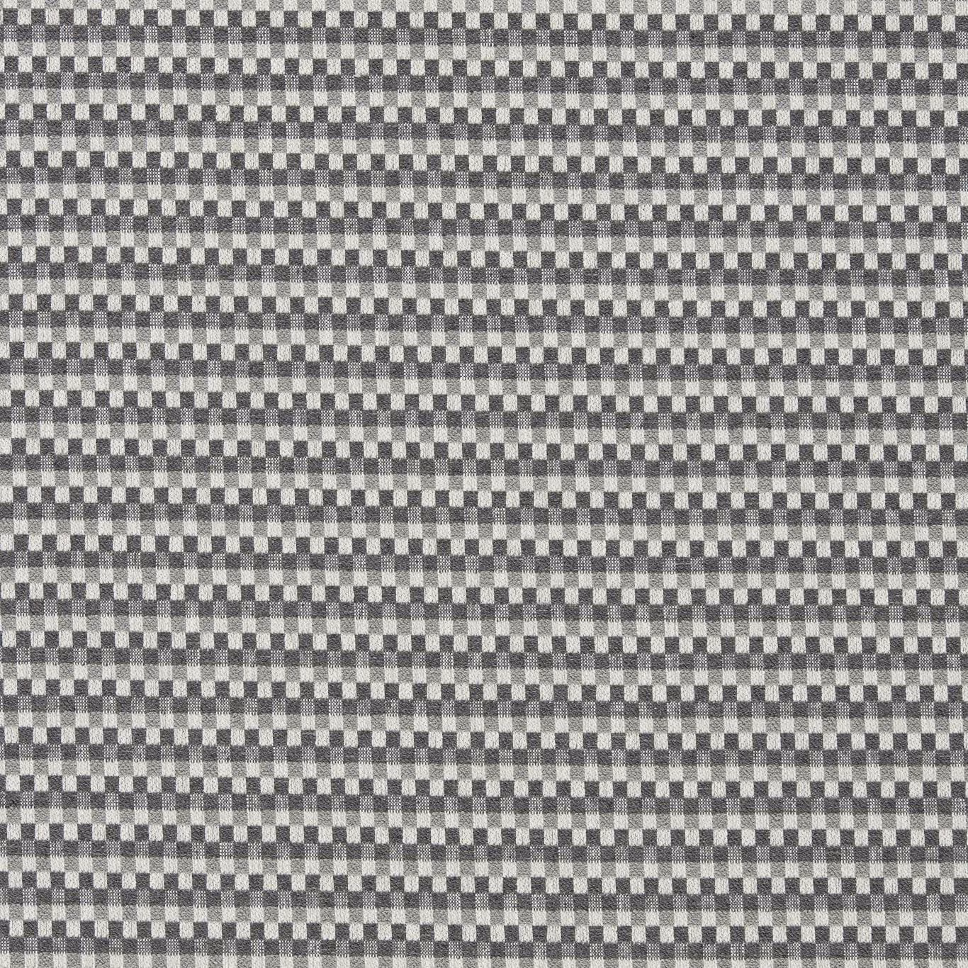 Cool pewter grey woven fabric with a small charcoal and silver check