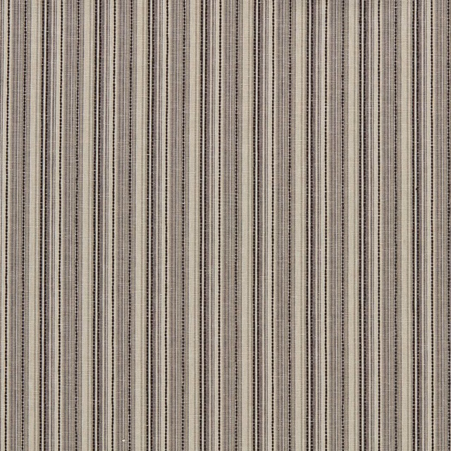 Close-up of charcoal and pale grey vertical woven stripes with fine texture