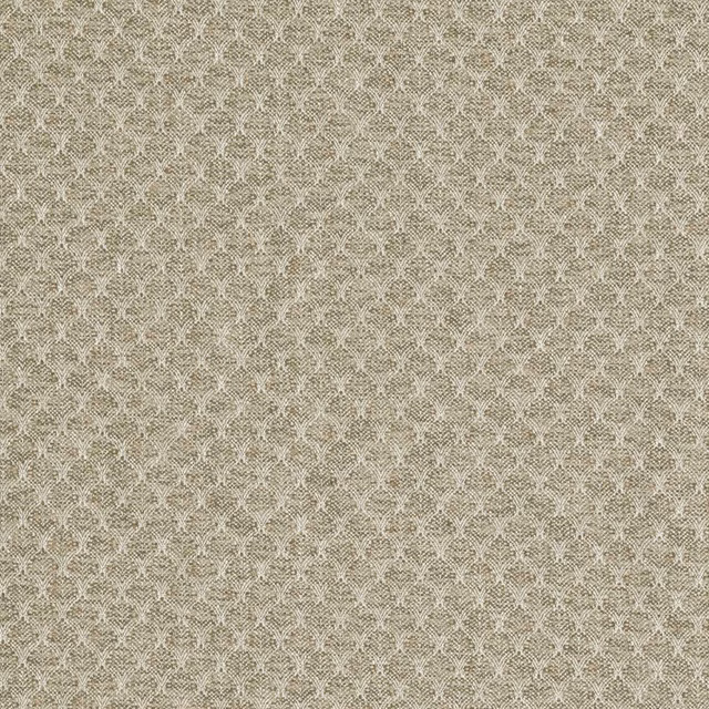 Warm stone-taupe textile with ivory micro-trellis motifs and a softly nubby woven surface