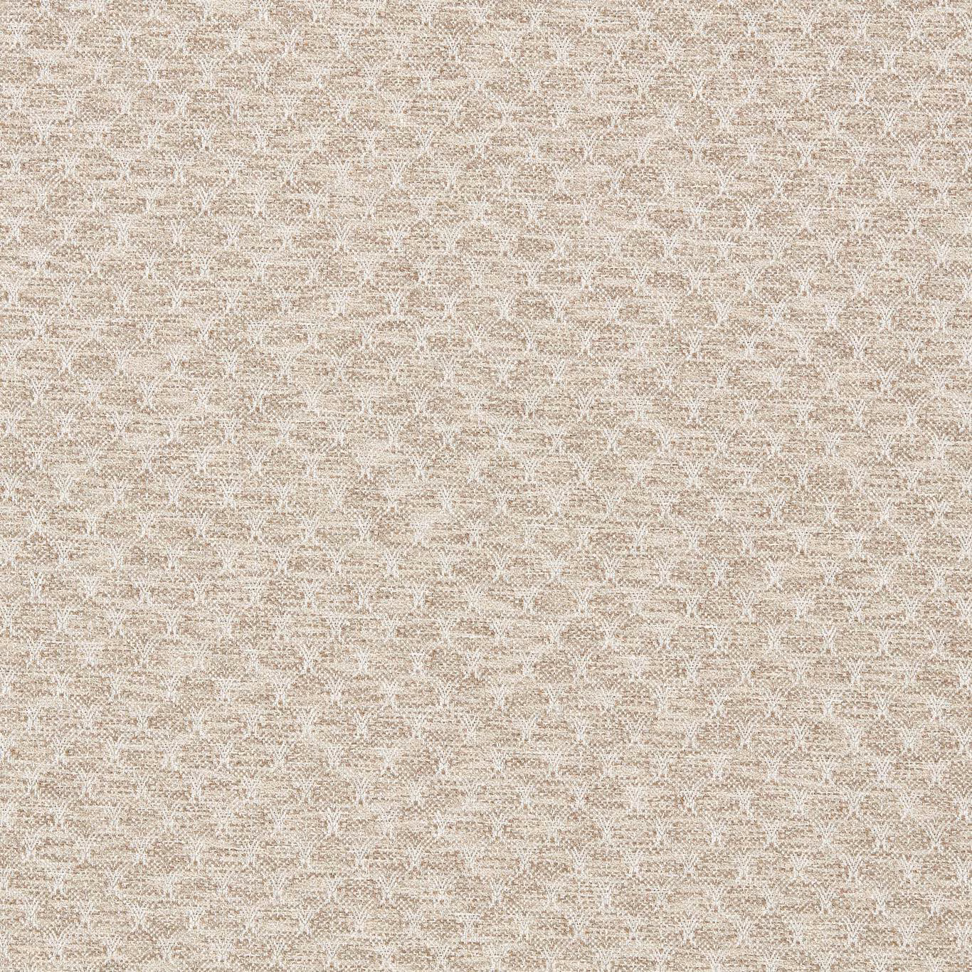 Pale pebble taupe woven fabric with a fine, chalky trellis texture
