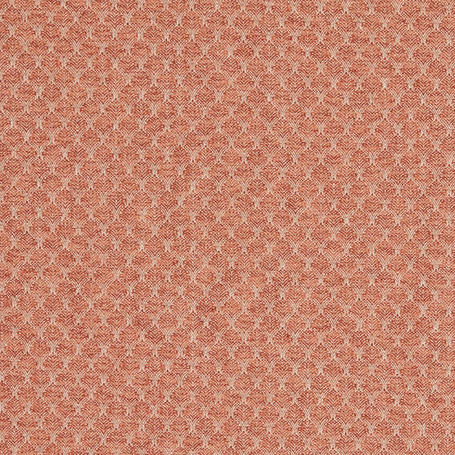 Warm spice terracotta weave with repeated ivory fan motifs