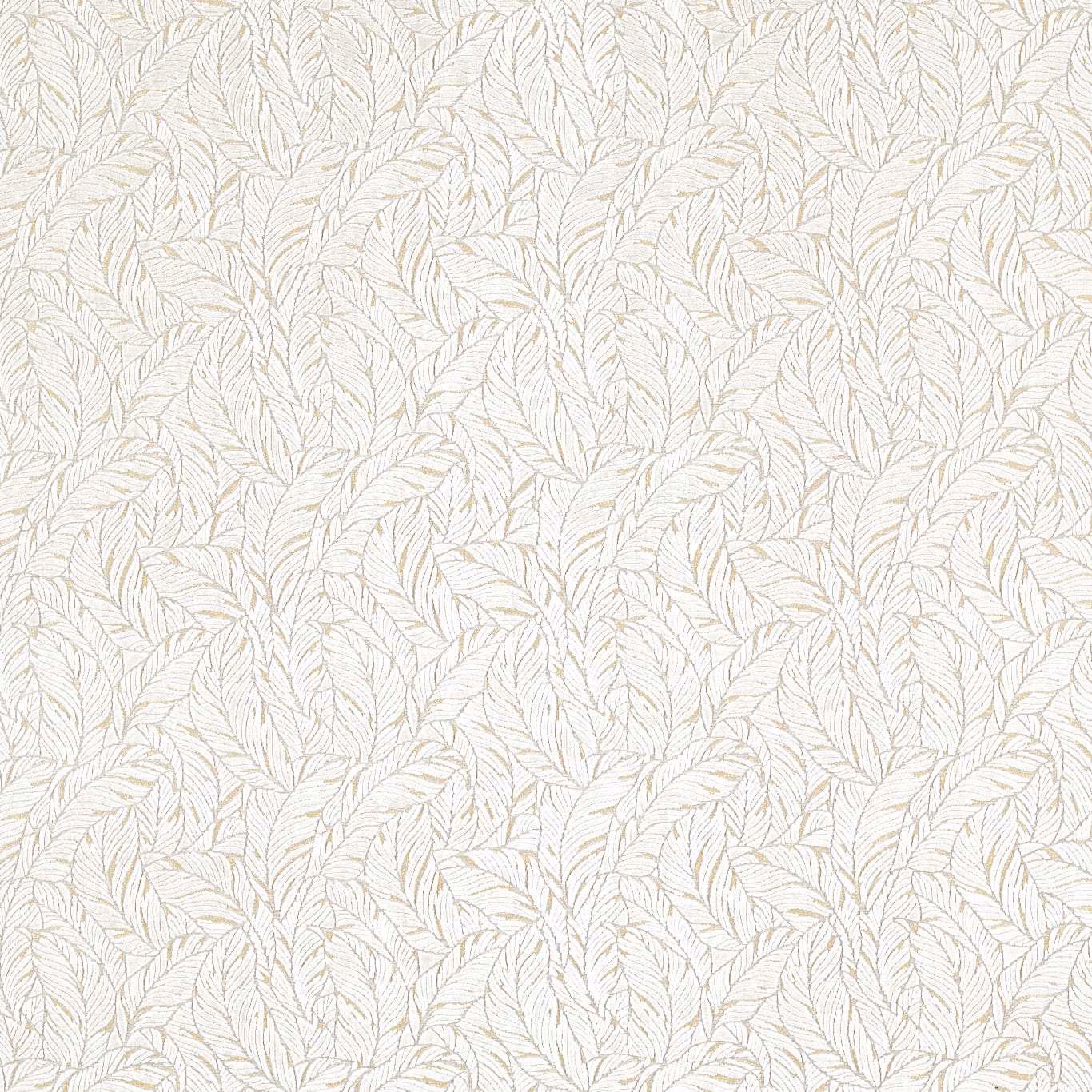 Pale linen cream fabric with delicate champagne outlined leaves in an all-over botanical pattern