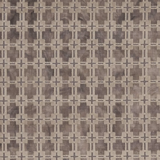 Taupe-grey Maui Natural fabric with pale crosses over a softly mottled woven ground