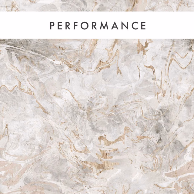 Ivory marble wallpaper with pale grey swirls, taupe patches and fine gold veining