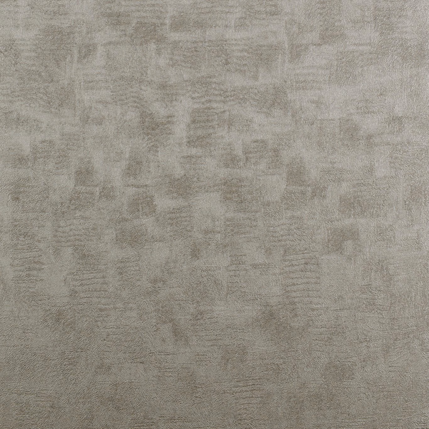 Muted pewter-grey wallpaper with distressed blocks and fine horizontal striations
