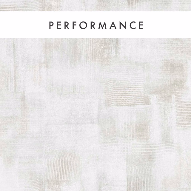 Pale ivory wallpaper with muted sage blocks and fine vertical woven-look lines