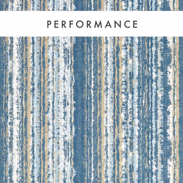 Midnight blue wallpaper with distressed vertical stripes in cream, tan and icy blue