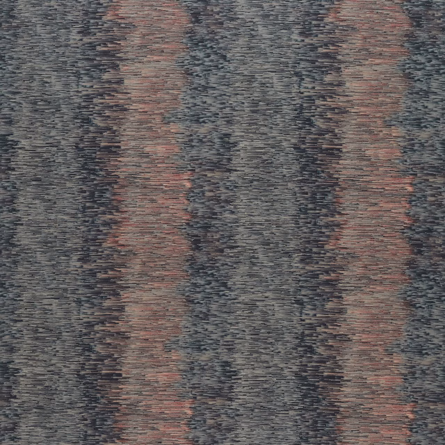 Charcoal woven ground with vertical blush ombré bands and slubby horizontal texture
