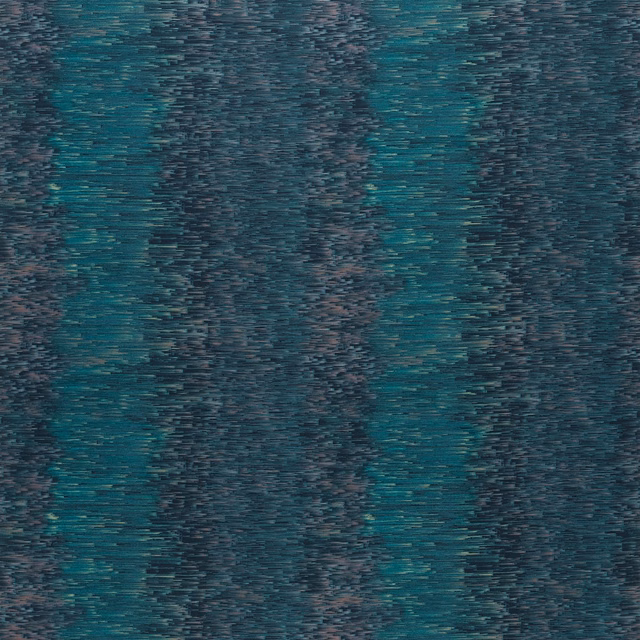 Deep teal woven ombré with charcoal vertical bands and flickering horizontal texture