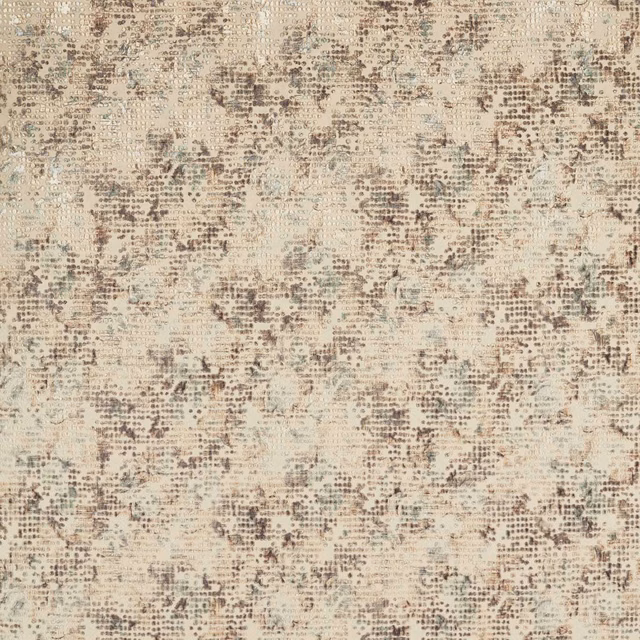 Warm cream fabric with taupe and charcoal distressed flecks in a textured weave