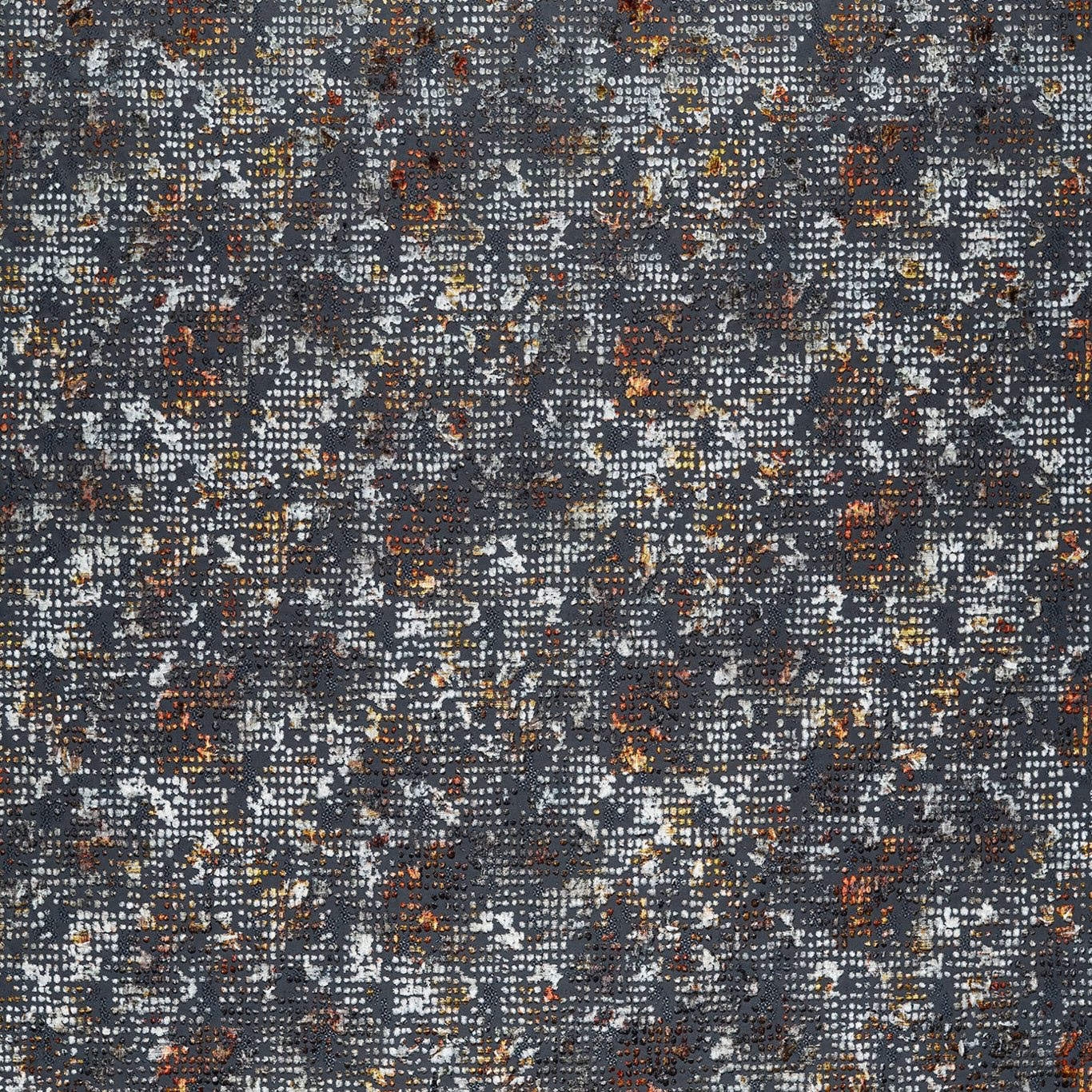 Charcoal woven fabric with cream, rust and ochre abstract flecks