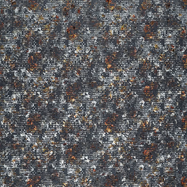 Charcoal woven fabric with cream, rust and ochre abstract flecks