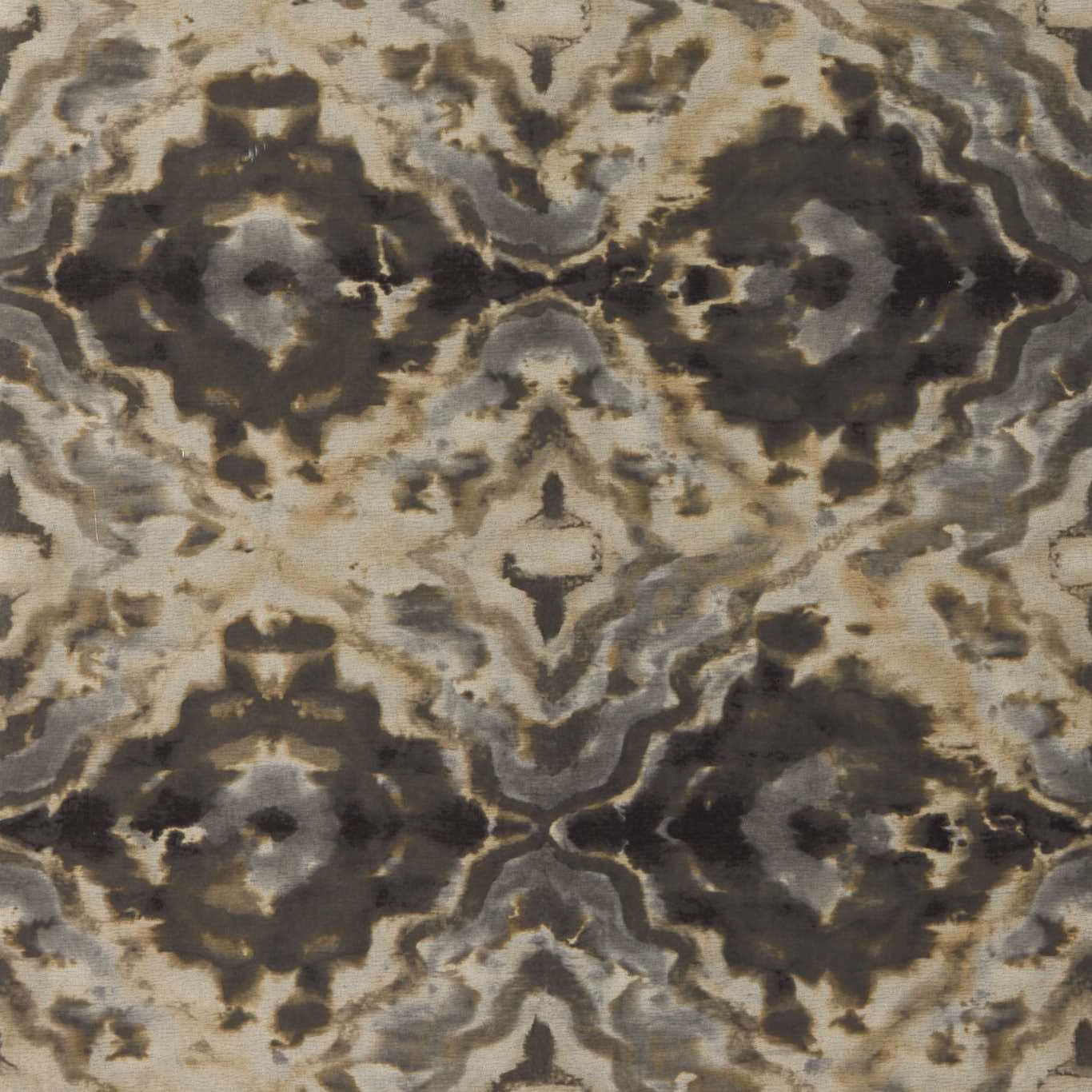 Charcoal and taupe mirrored abstract motif with softly mottled mineral texture