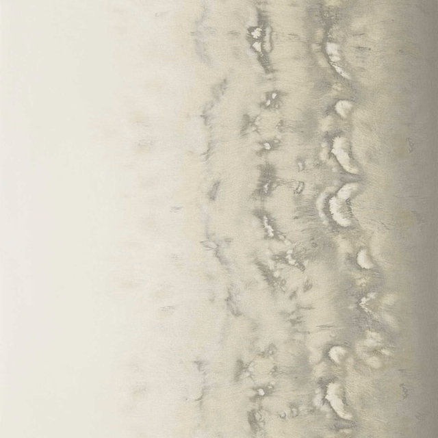 Pearl grey and ivory abstract vertical wallpaper with smoky marbled bands