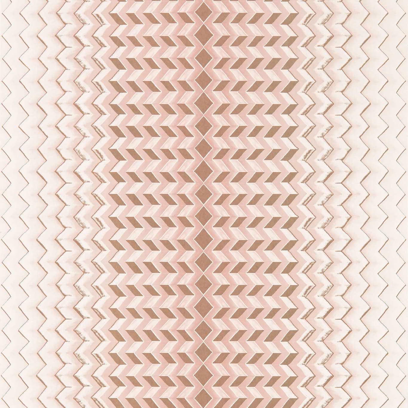 Pale blush wallpaper with warm gold layered chevron and zigzag bands