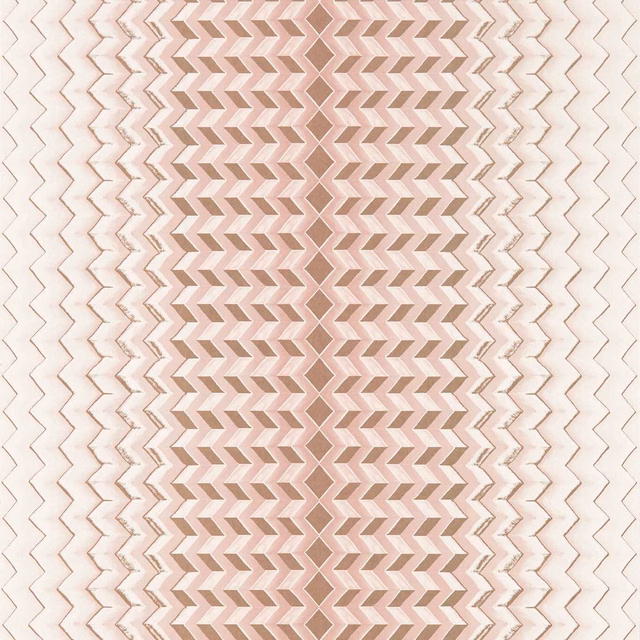 Pale blush wallpaper with warm gold layered chevron and zigzag bands
