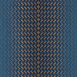 Midnight blue wallpaper with copper chevron columns and fine zigzag outlines