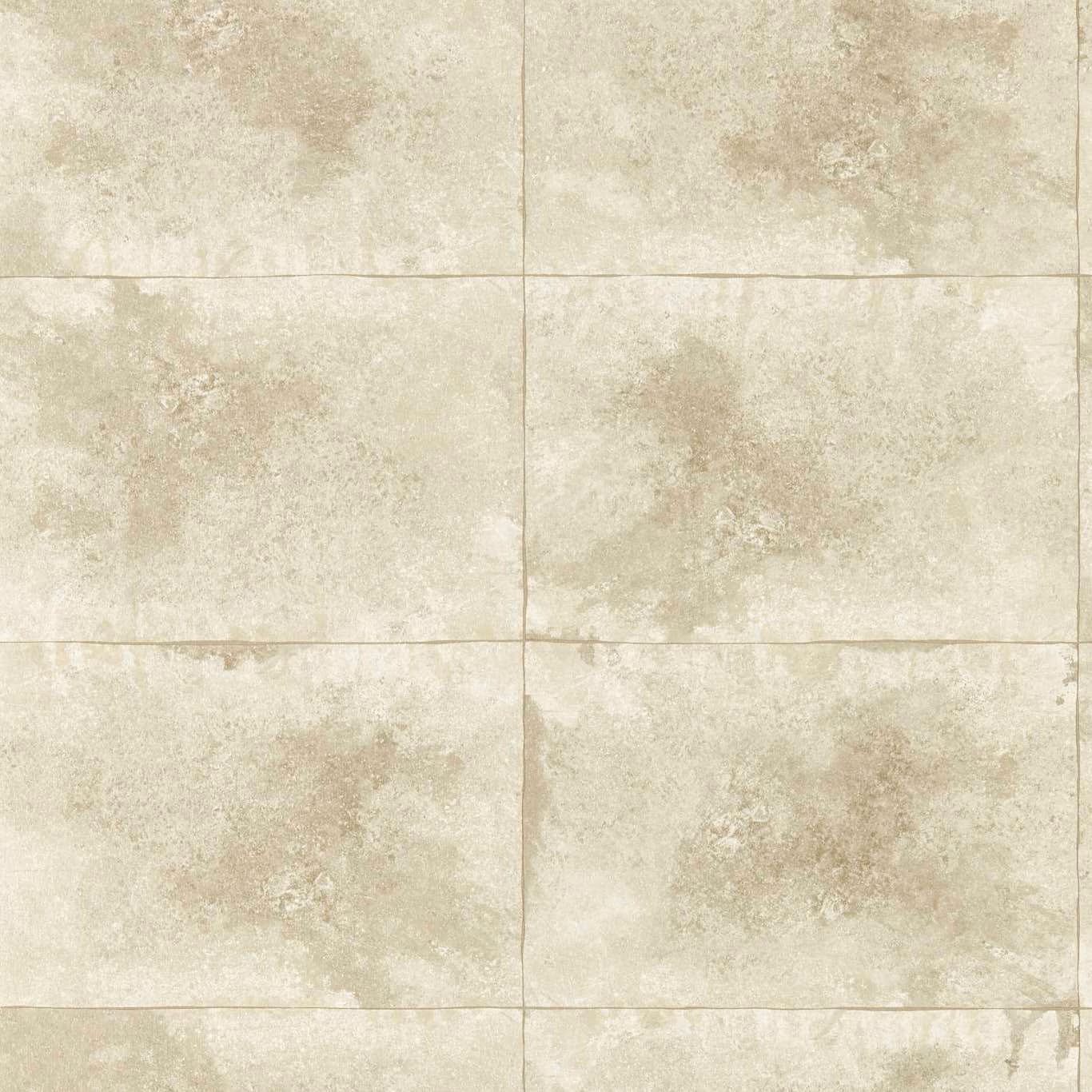 Champagne cream wallpaper with cloudy blush mineral mottling and subtle square panel lines