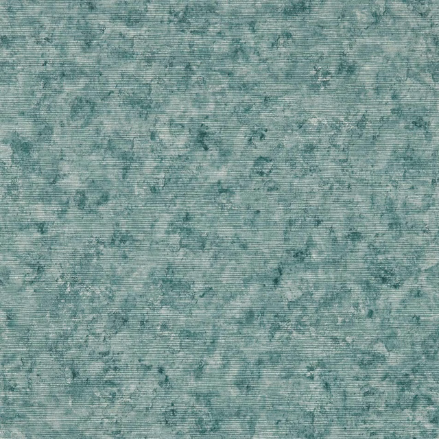 Close-up of mottled seafoam teal wallpaper with fine horizontal striations and cloudy depth.