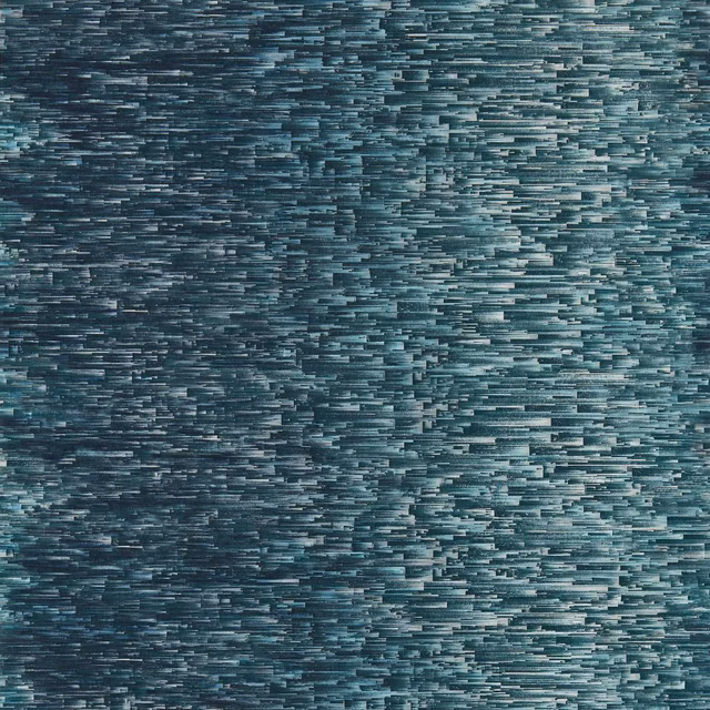 Deep denim and teal wallpaper with broken horizontal grey-blue striations