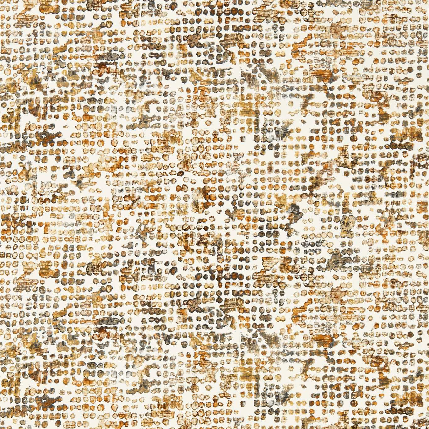 Cream wallpaper with dense ochre, tan and grey distressed dot marks