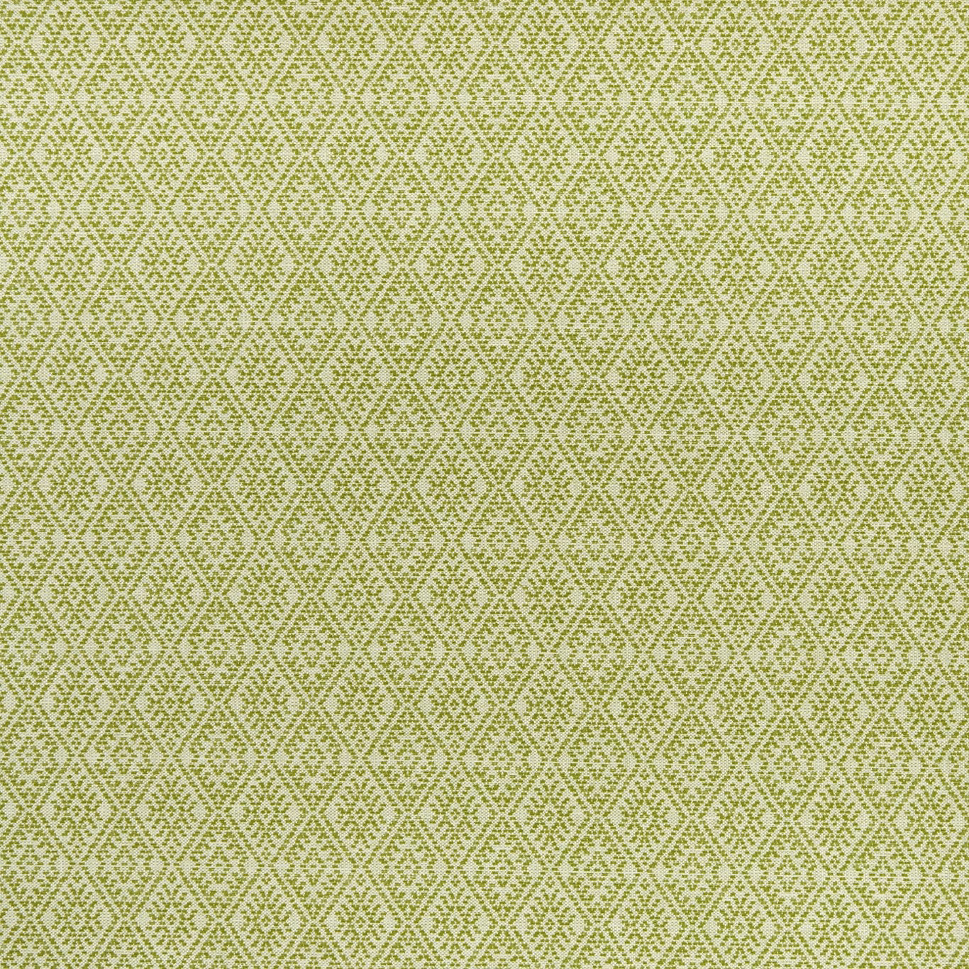 Apple-green and cream woven fabric with a small diamond lattice motif