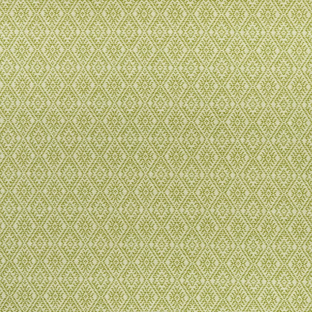 Apple-green and cream woven fabric with a small diamond lattice motif