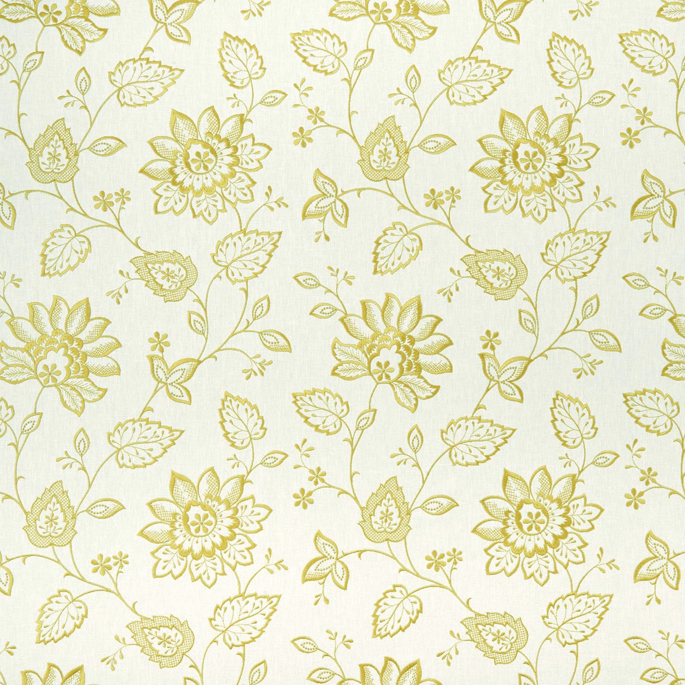 Pale apple-green floral vines and blooms on a softly textured ivory ground