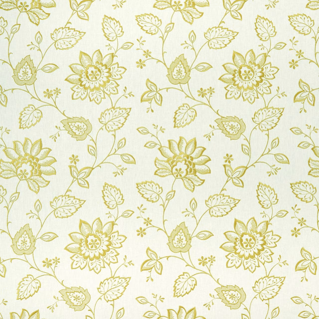 Pale apple-green floral vines and blooms on a softly textured ivory ground
