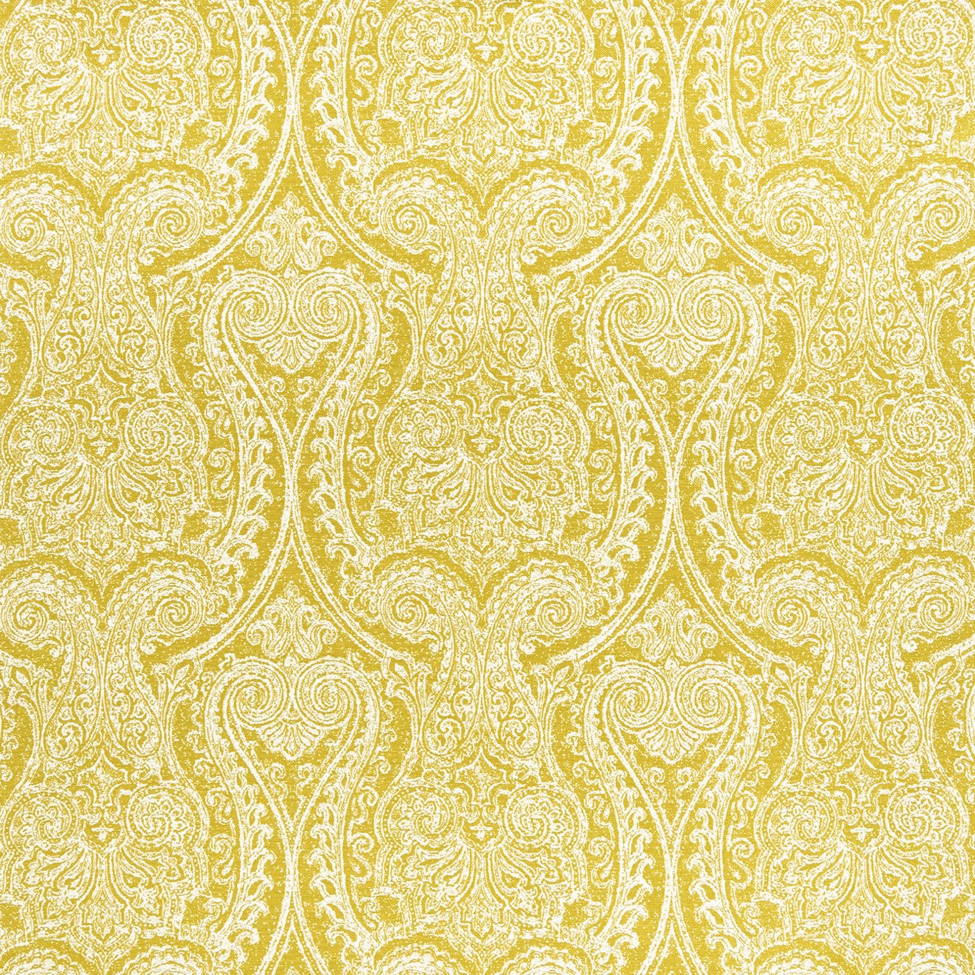 Chartreuse and ivory woven paisley with scrolling teardrops and fine textured detail