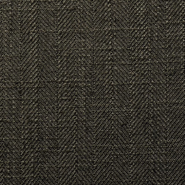 Close-up of dark licorice-black woven fabric with peppered olive-grey texture