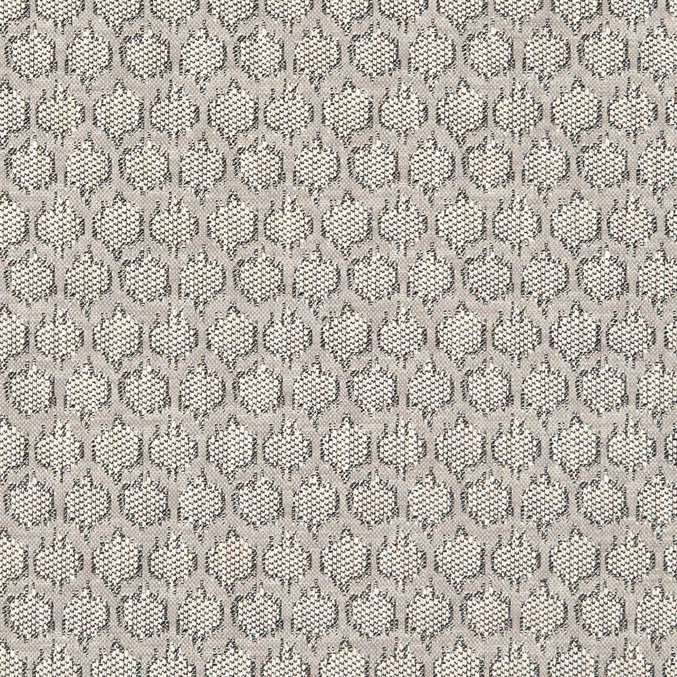 Cool grey-charcoal woven fabric with small dotted teardrop floral motifs