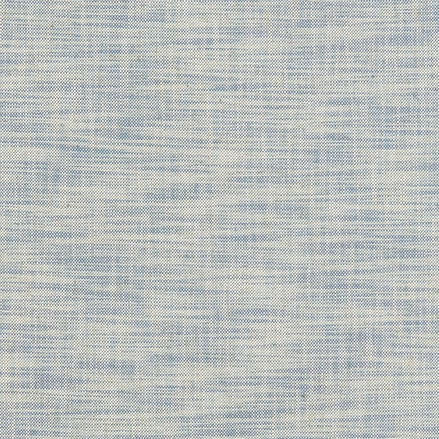 Close-up of pale denim-blue woven textile with grey flecks and horizontal texture