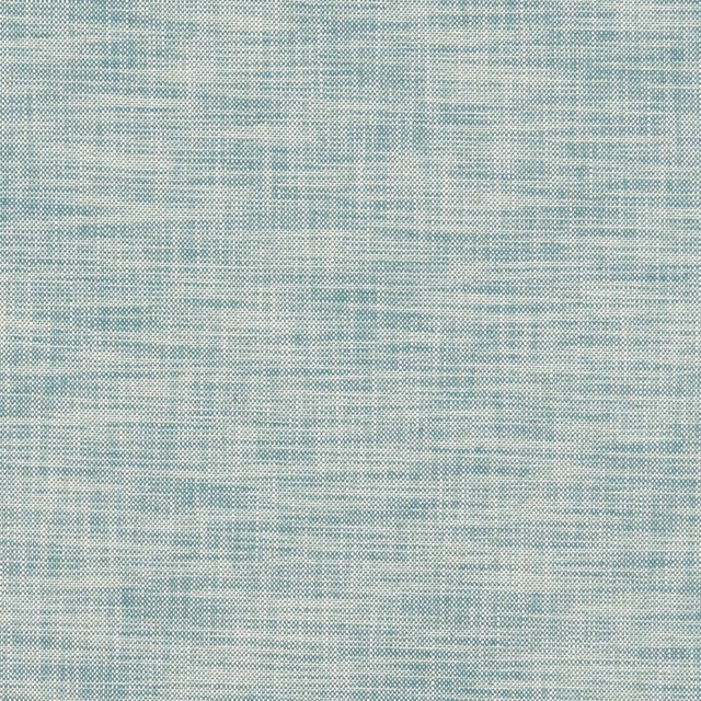 Close-up of muted aqua-teal woven fabric with fine mottled horizontal texture