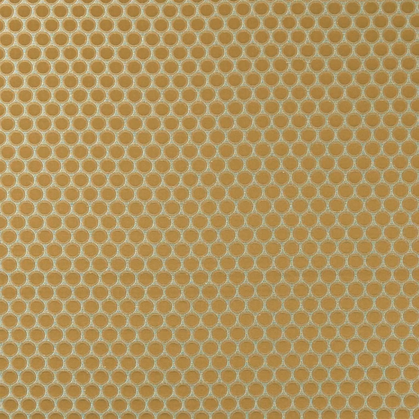Antique-gold woven fabric with small pale rounded geometric motifs and tactile texture