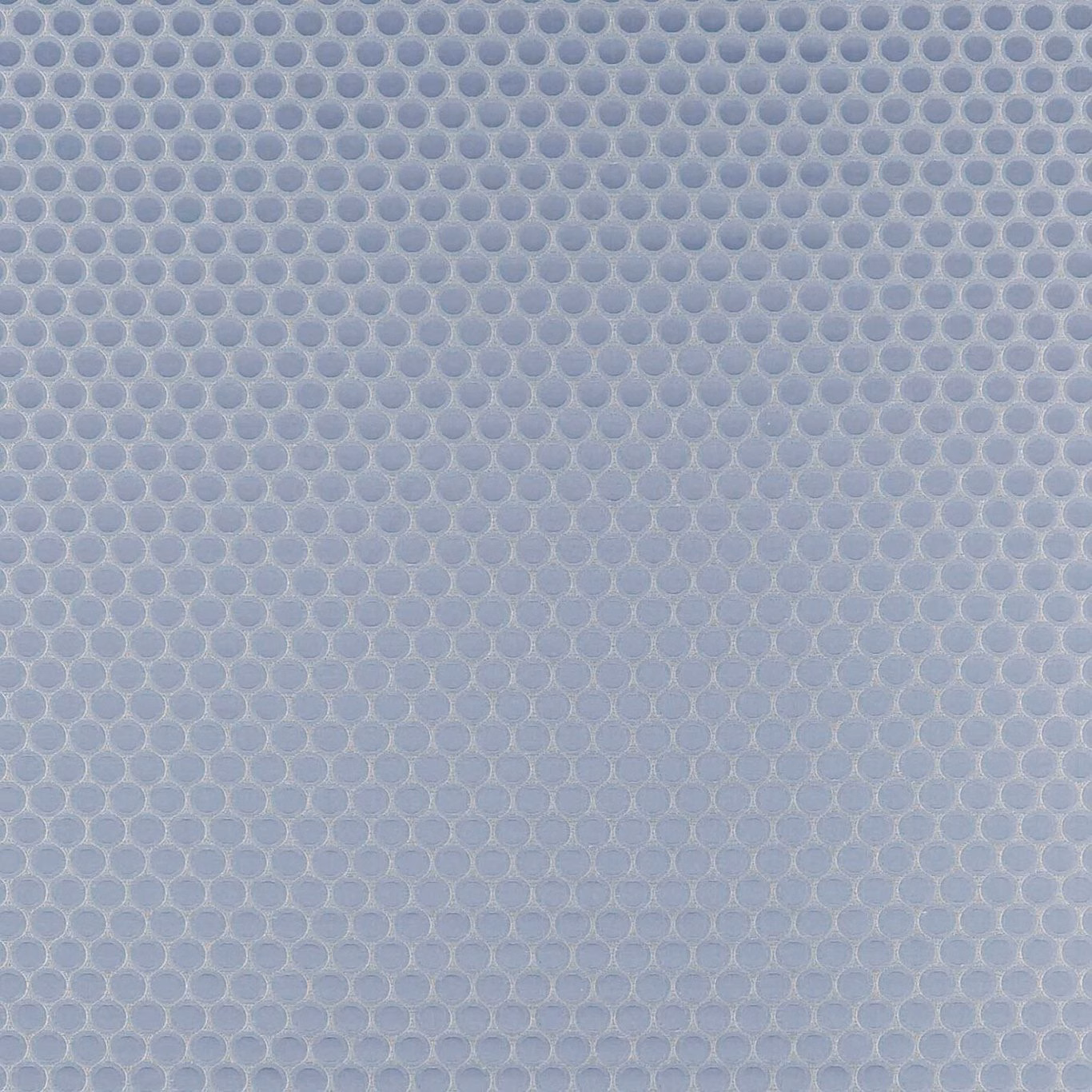 Soft blue-grey woven textile with tiny linked oval motifs and tactile surface