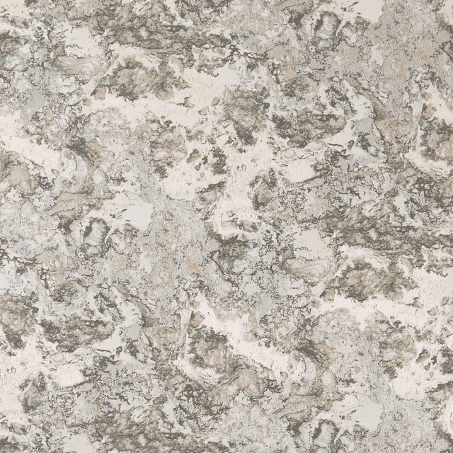 Chalky ivory fabric with cool grey and charcoal abstract marble veining