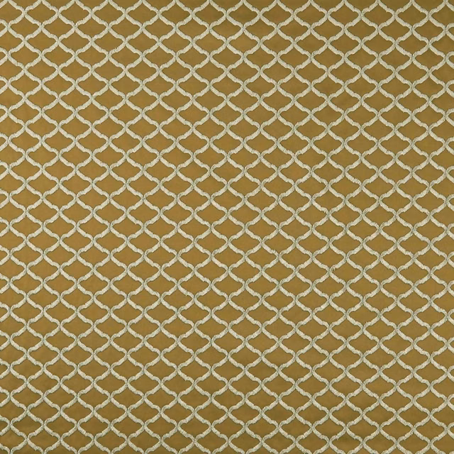 Antique-gold woven ground with raised ivory interlocking lattice texture