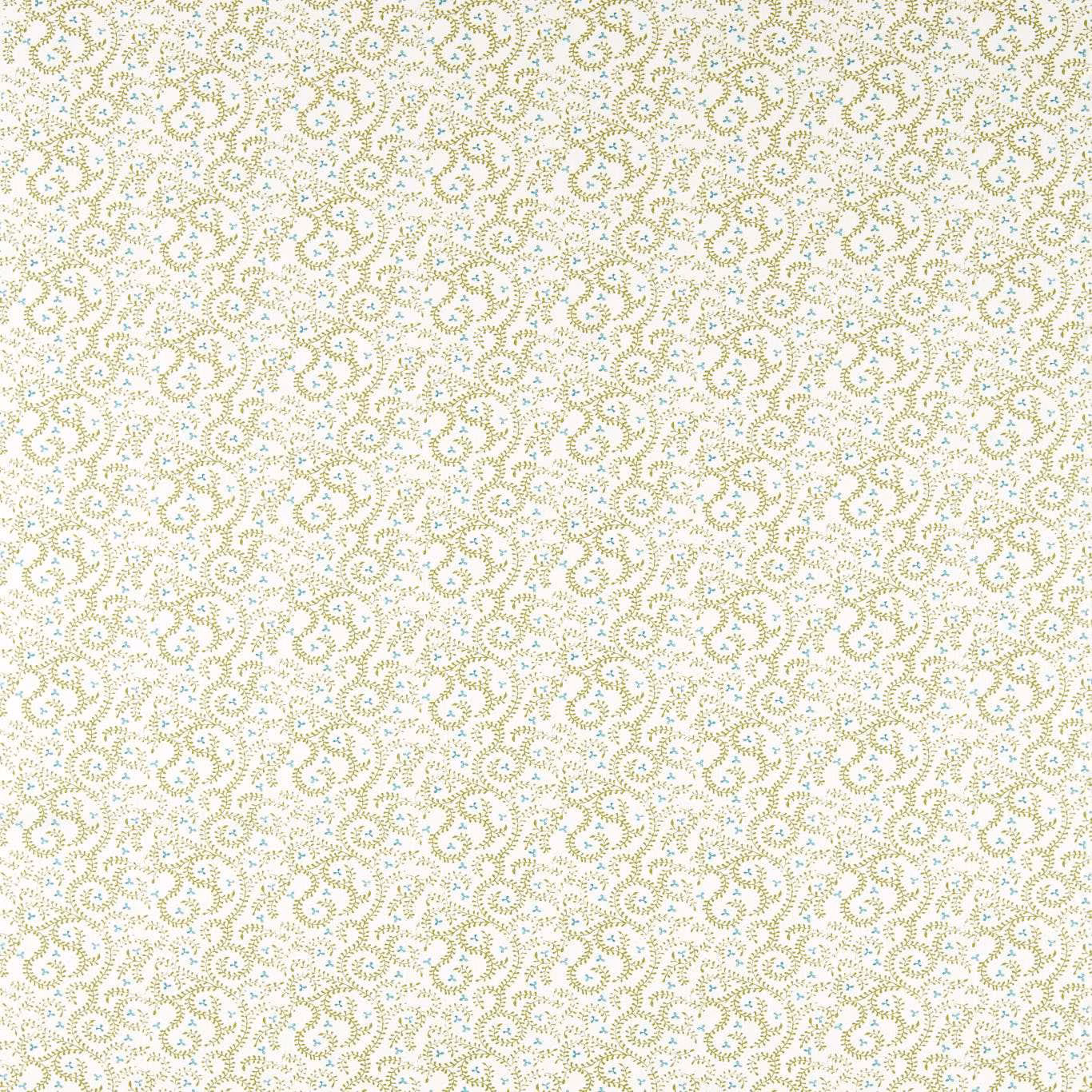 Pale apple-green paisleys and tiny dots scattered across an ivory textile