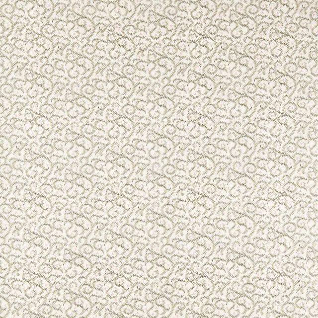 Cream textile with tiny sage and blush embroidered buta motifs in a dense all-over pattern