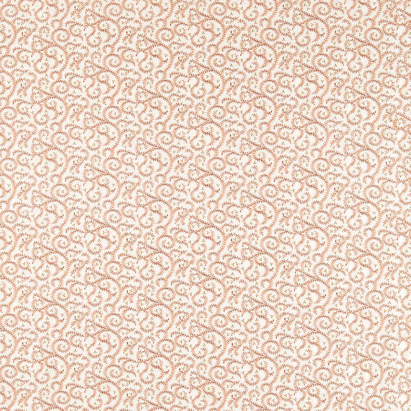 Cream textile with dense terracotta paisley buta embroidery and fine raised texture