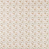 Warm natural ivory fabric with tiny ochre elephants and delicate branching motifs
