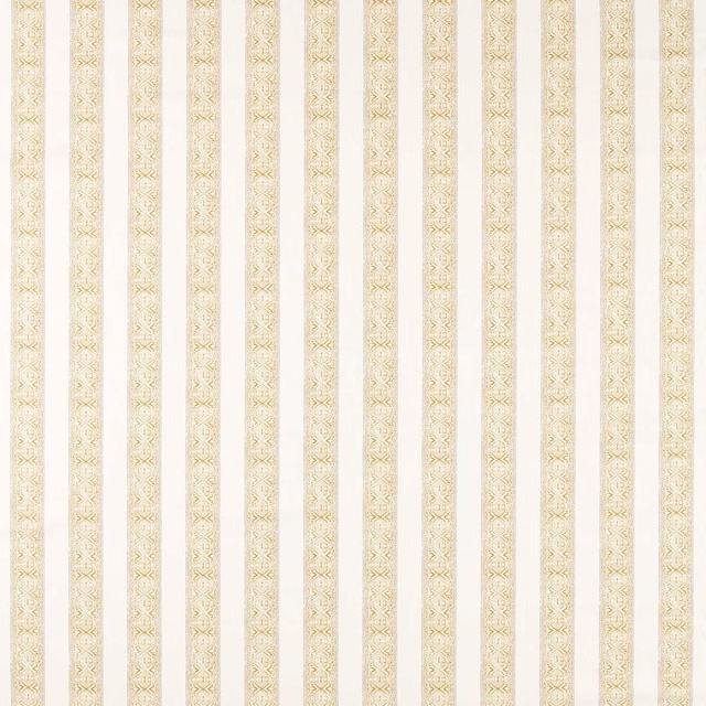 Warm ivory fabric with antique-gold vertical bands and small diamond motifs