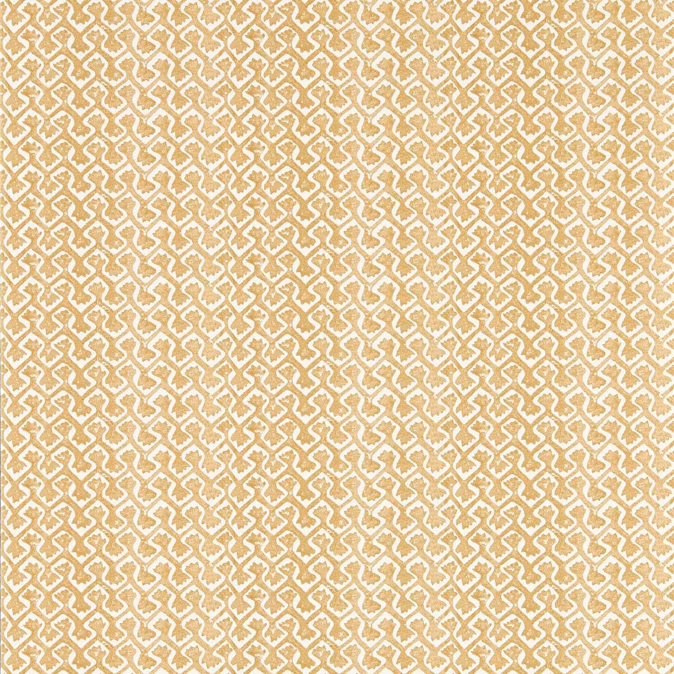 Cream wallpaper with a dense small-scale antique-gold geometric lattice motif