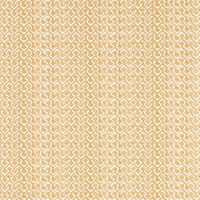 Cream wallpaper with a dense small-scale antique-gold geometric lattice motif