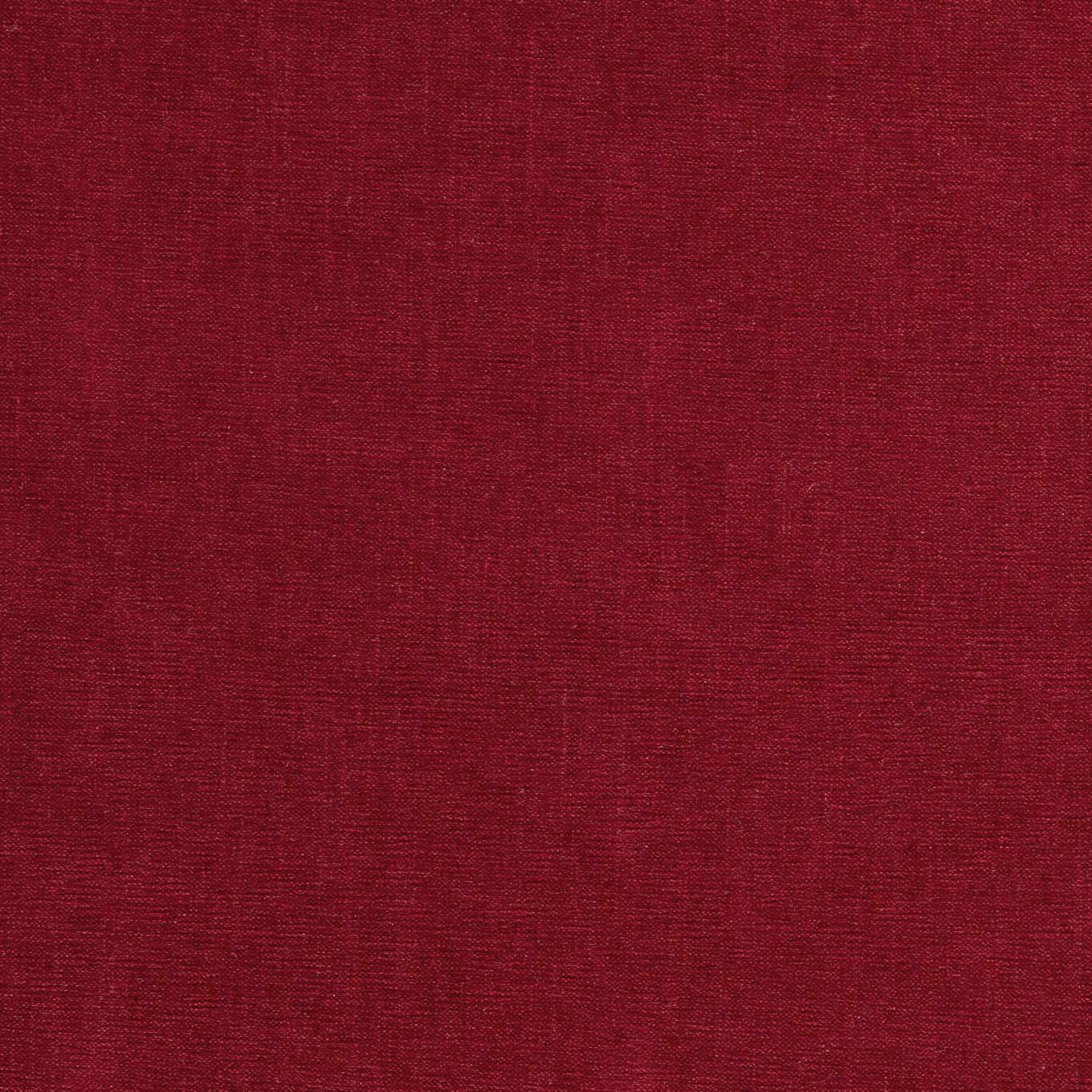 Close-up of deep ruby red chenille with subtle burgundy tonal variation and fine woven texture