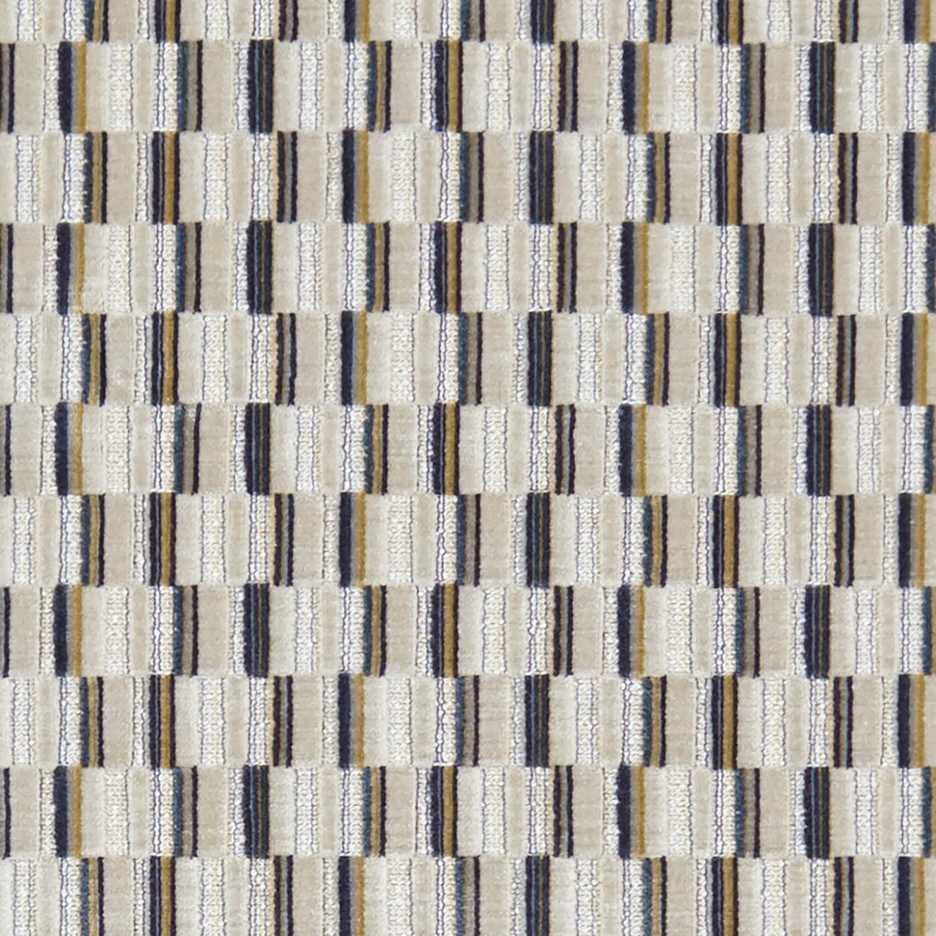 Cream and denim-blue Cubis textile with tactile block stripes and charcoal accents