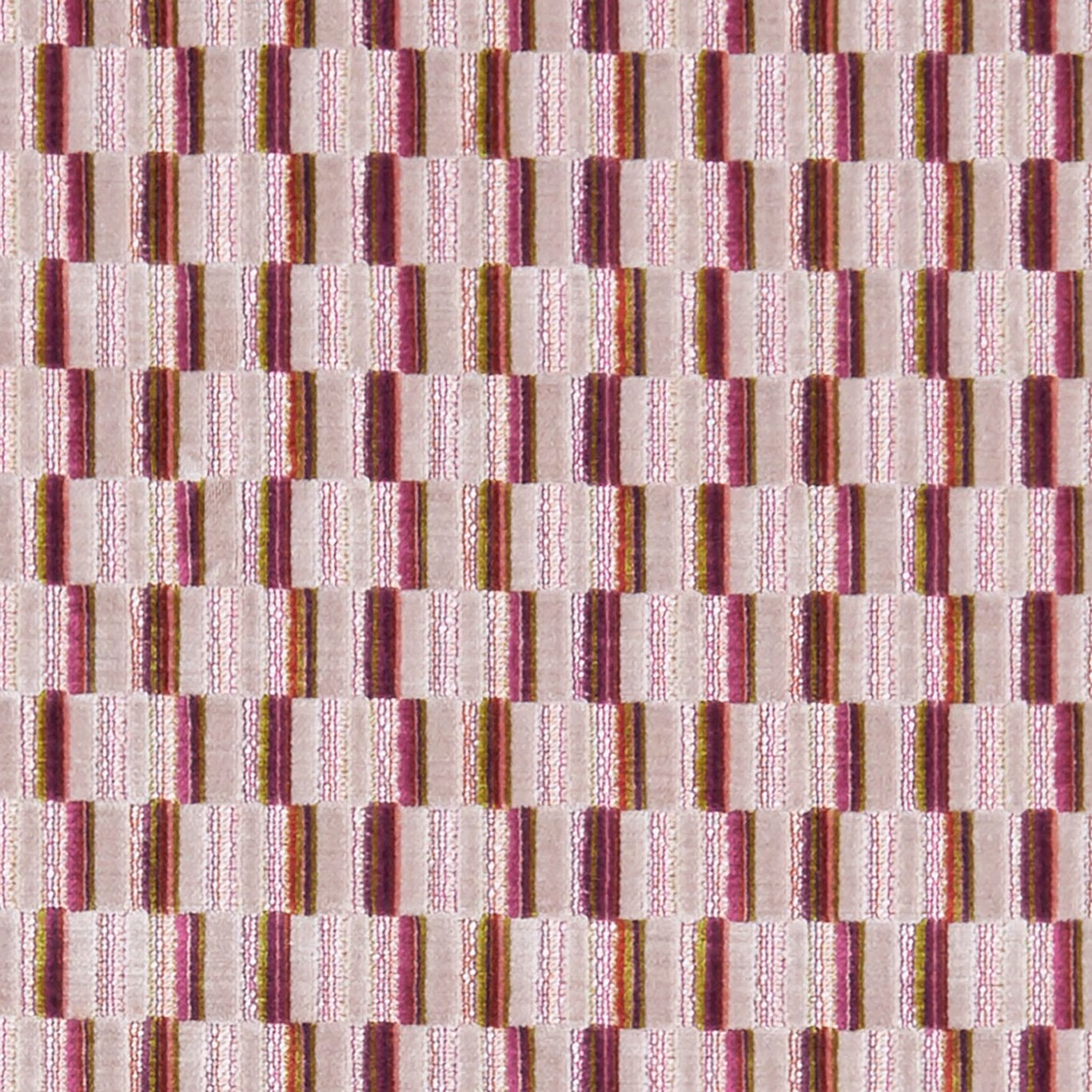 Textured Cubis Multi weave with plum, blush, cream, olive and brown rectangular stripes