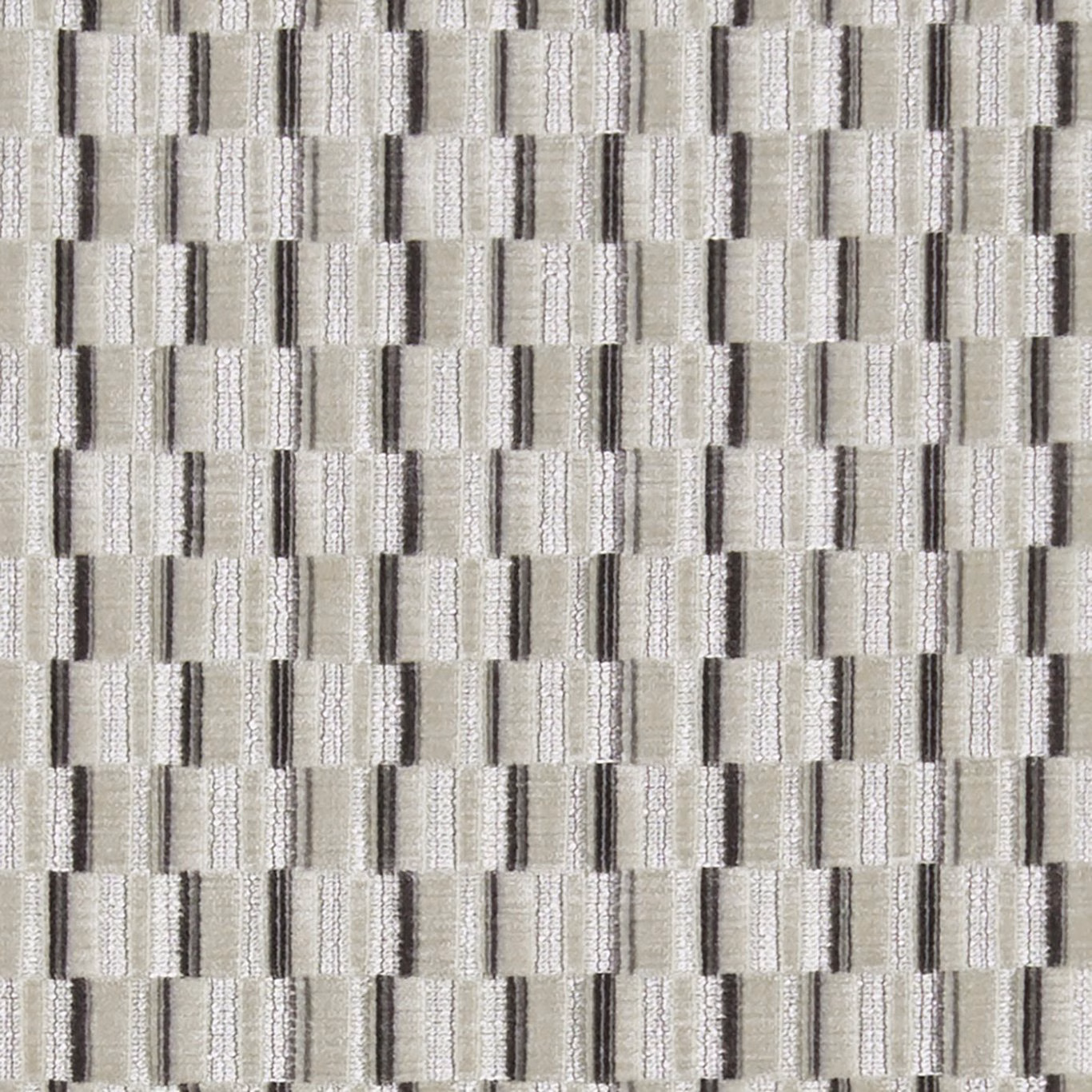Cool stone-grey woven grid with ivory bars and charcoal accents