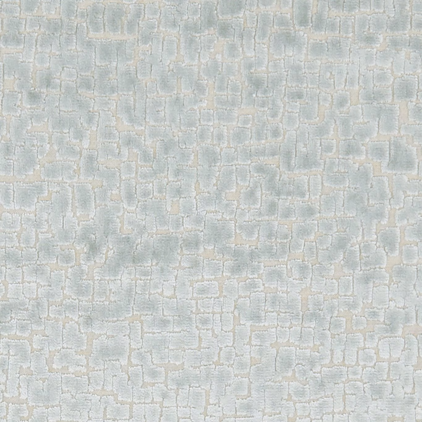 Pale duck-egg woven textile with ivory broken grid and softly raised texture